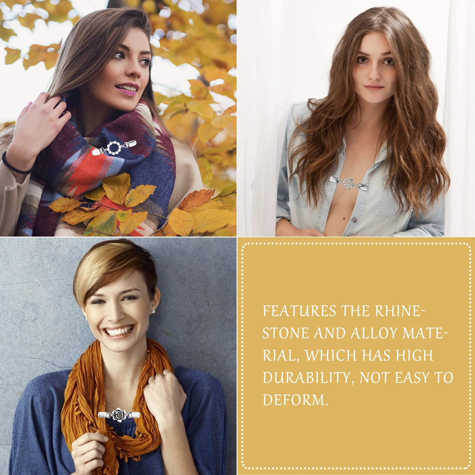 

4Pcs Vintage Floral Shawl Clip Elegant Scarf Buckle Sweater Cardigan Dress Brooch Clip Fashion Clothing Accessories for Women