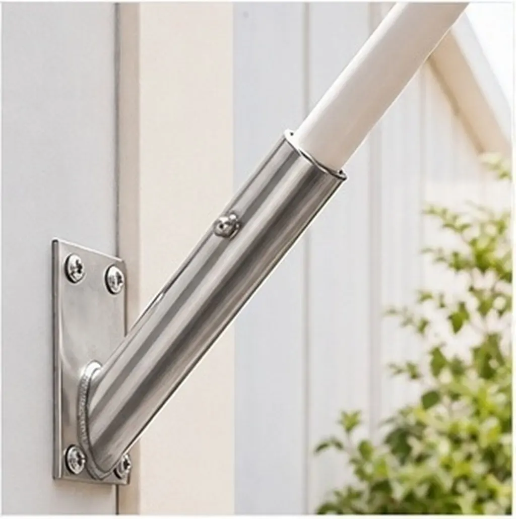 Flag Pole Holder Stainless Steel Heavy Duty Flagpole Mounting Bracket Outdoor Wall Mount Flag Pole Base for House Decoration