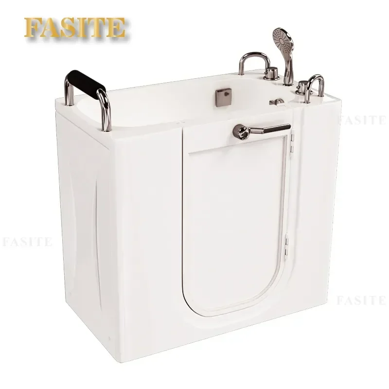 For Elderly Walk-in Bathtub Acrylic Deep Soaking Tub with Seat Small Apartment Accessible Senior Friendly Bubble