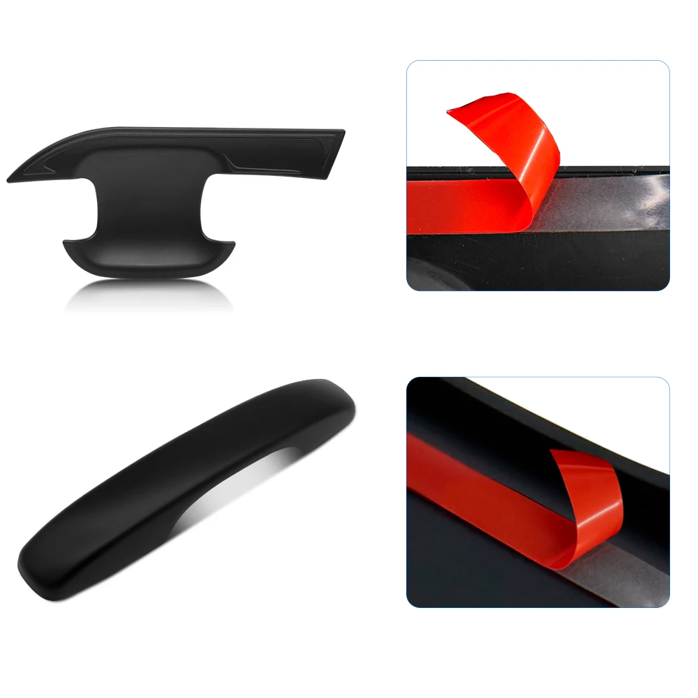 Matte Black Door Handle Cover Trim + Bowl Insert Cap Guard Set For Ford Ranger 2023 2024 Wildtrak XLT XLS XL LIMITED