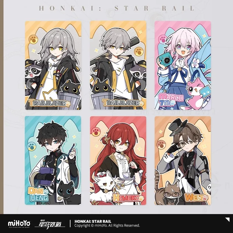 [Genuine] miHoYo Game Honkai Star Rail  Littlest Cat Series Laser Collectible Ticket Argenti DanHeng JingYua Anime Cosplay Gifts