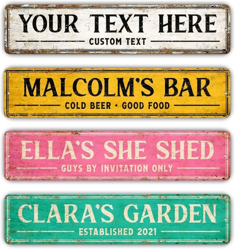 Custom Outdoor Metal Signs Personalized Street Sign Create Your Own Vintage Design for Indoor Outdoor Use Choose Color Size