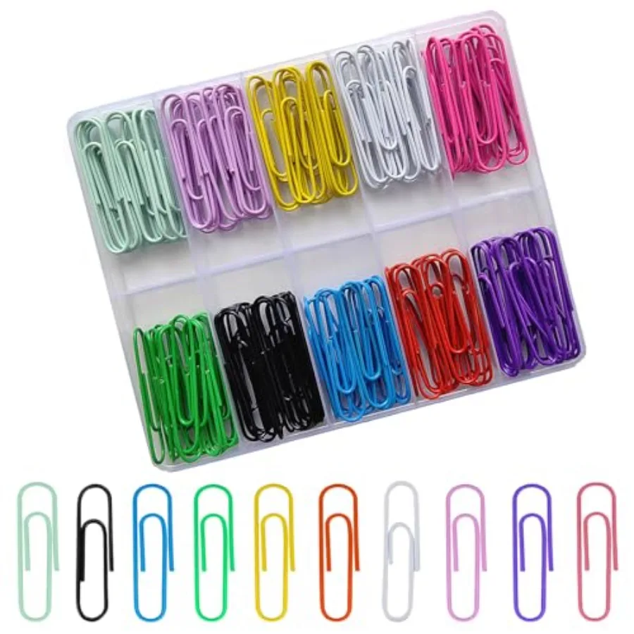 

150 Pcs 2 Inch/50mm Paperclips, Assorted Colored Coated Big Paper Clips for School Office and Everyday Use