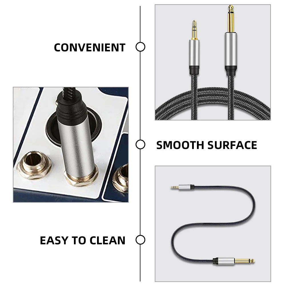 

Guitar Audio Cable 3.5mm to 6.5mm Male to Male Durable Wear-Resistant Enhanced Transmission for Various Audio Devices