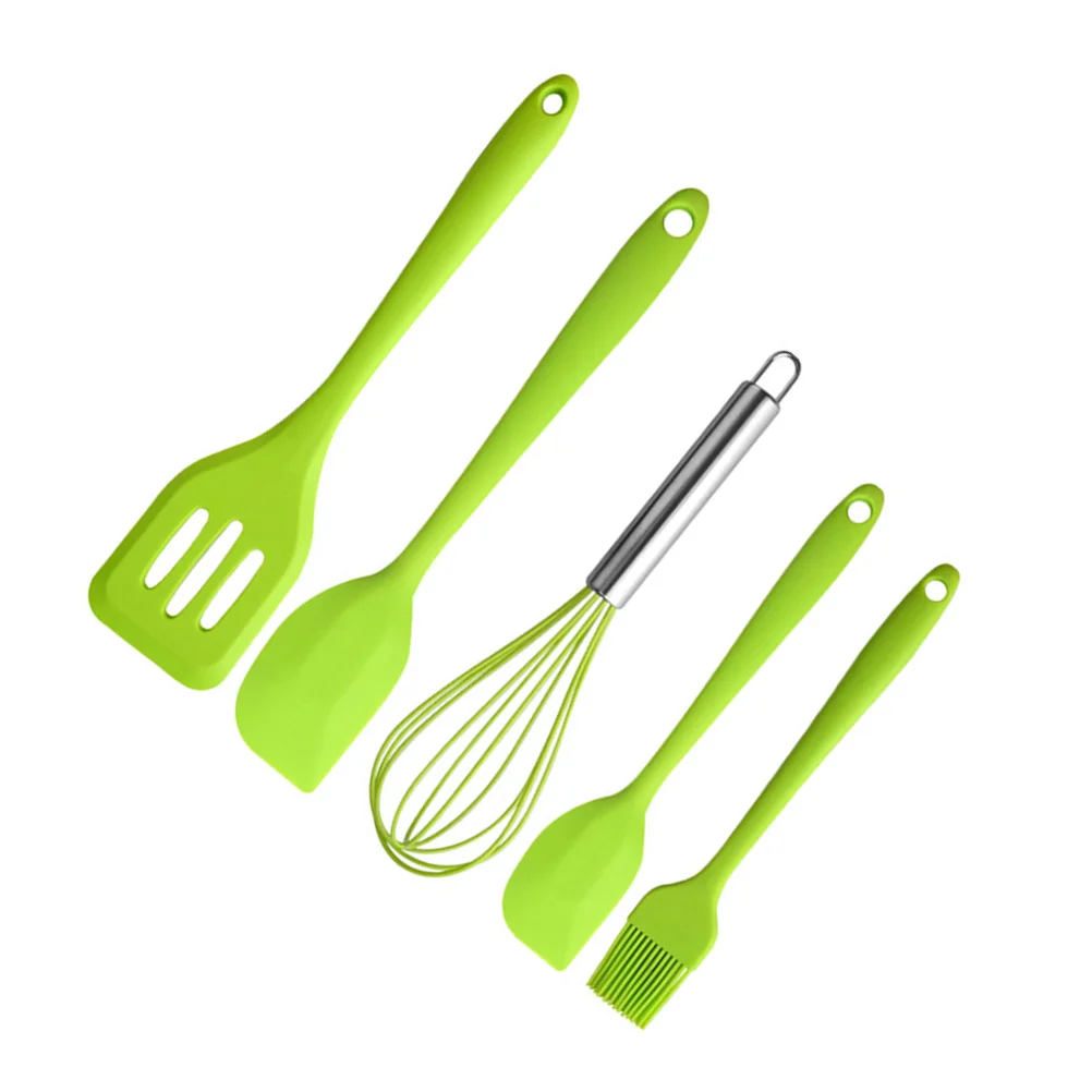 

5pcs Silicone Baking Tool Kitchen Cooking Utensil Set Heat Resistant Non Stick Easy Clean Stainless Steel Material Suitable For