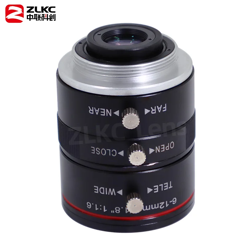 ZLKC 6-12 مللي متر عدسة متغيرة البعد البؤري CCTV ماكرو 1/1.8 ''أجهزة الاستشعار C-Mount كاميرا F1.6-C دليل القزحية 3MP عدسة لكاميرات المراقبة