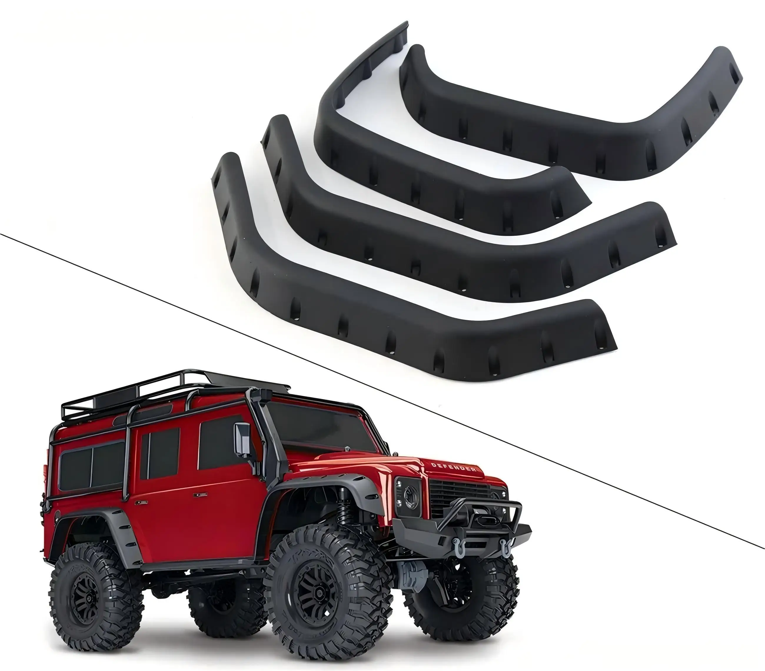 8017 Plastic Fender Flares Side Guard Wheel Eyebrow for TRX4 Defender 1/10 RC Crawler, Upgrade Parts Body Shell Armor Accessorie