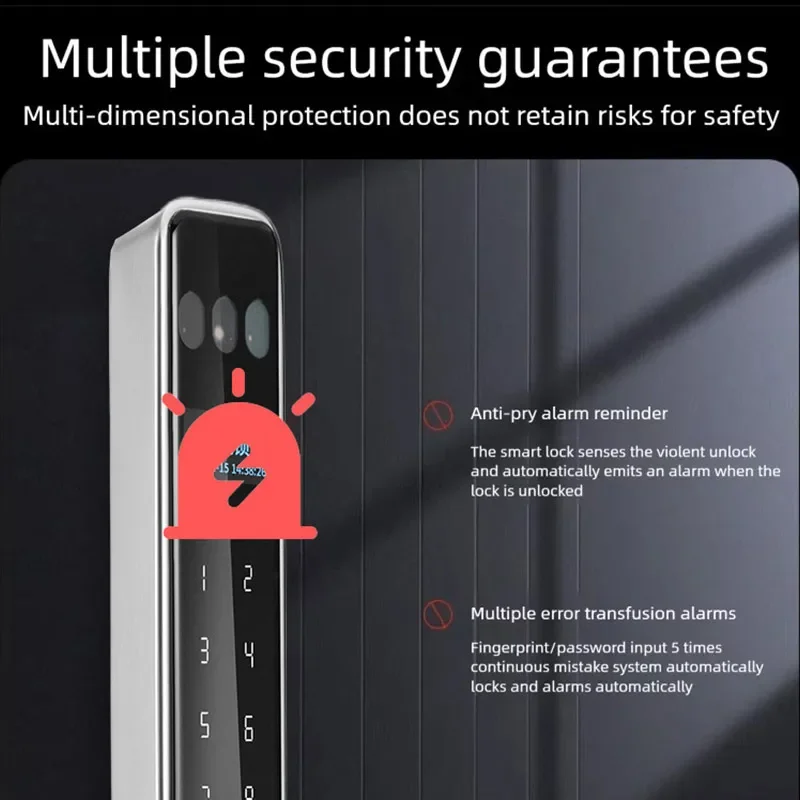 2025 Latest 3D Face Recognition Smart Lock White Glass Door Fingerprint Password Swipe Graffiti WiFi Remote Control for Hotels