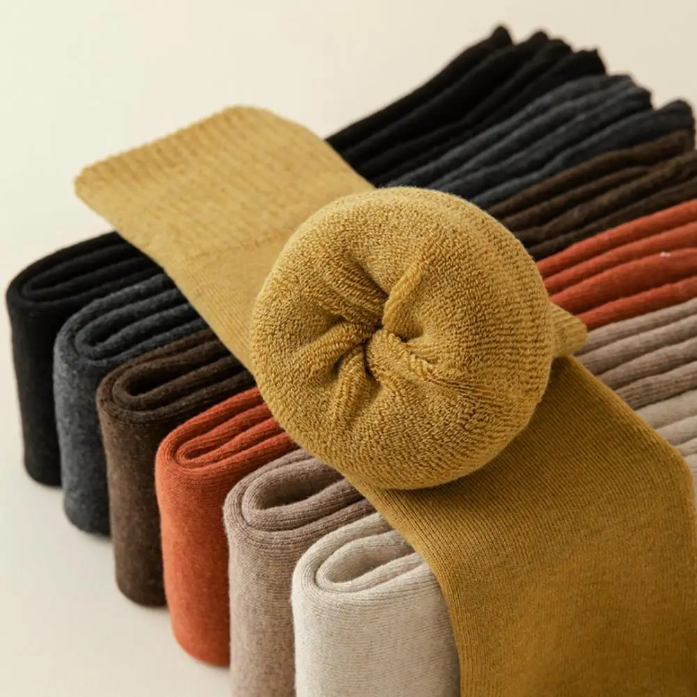 

1 Pair Winter Warm Kneepad Women Long Socks Leg Warmers Thermal Foot Cover Solid Color Girl Knitted Stockings