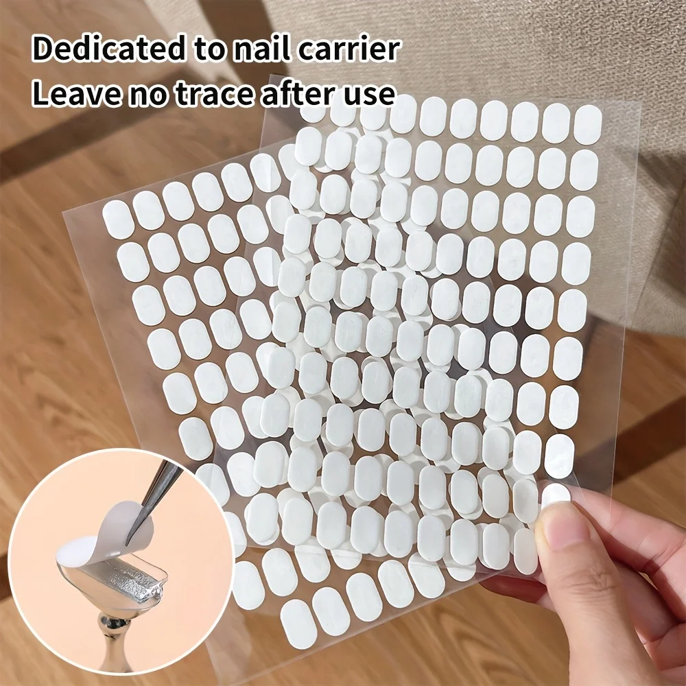 YITAPE 1Sheet/100Pcs Nail Tip Double Sided Jelly Tape, Clear Oval Adhesive Sticker for Nail Practice Stand, No Trace Easy Use