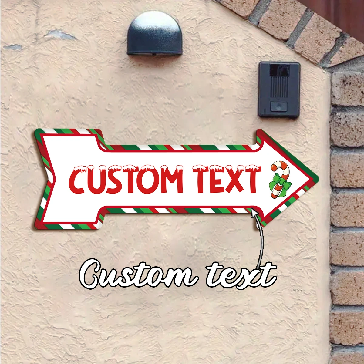 1pc Custom Christmas cane Arrow Metal Tin Sign,Vintage Wall ArtPlaque ,Home Room Restaurant Cafe Bar Garage Outdoor Decor Gift
