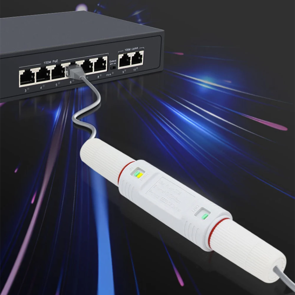 

48V POE Extender/Repeater Comply with IEEE 802.3af/ 802.3at Waterproof PoE Extender 10/100Mbps PoE Repeater for IP Camera