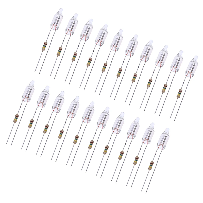 20pcs Neon Indicator Lamps With Resistance Connected To  220V 6*16 mm Neon Glow Lamp Mains Indicator