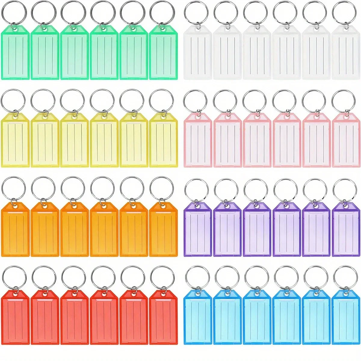25PCS Flip-Top Plastic Keychain Tags - Clear Minimalist Multicolor Double-Sided DIY Keychain Labels for Keys, ZSY