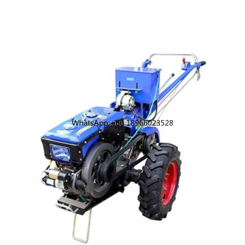 high quality big chassis 2 wheels walking tractor diesel engine with disc harrow plough