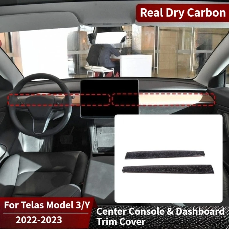 

Для Tesla Model 3/Y настоящая сухая центральная консоль из углеродного волокна, крышка приборной панели, декоративные полоски, сегментированные аксессуары для модификации интерьера