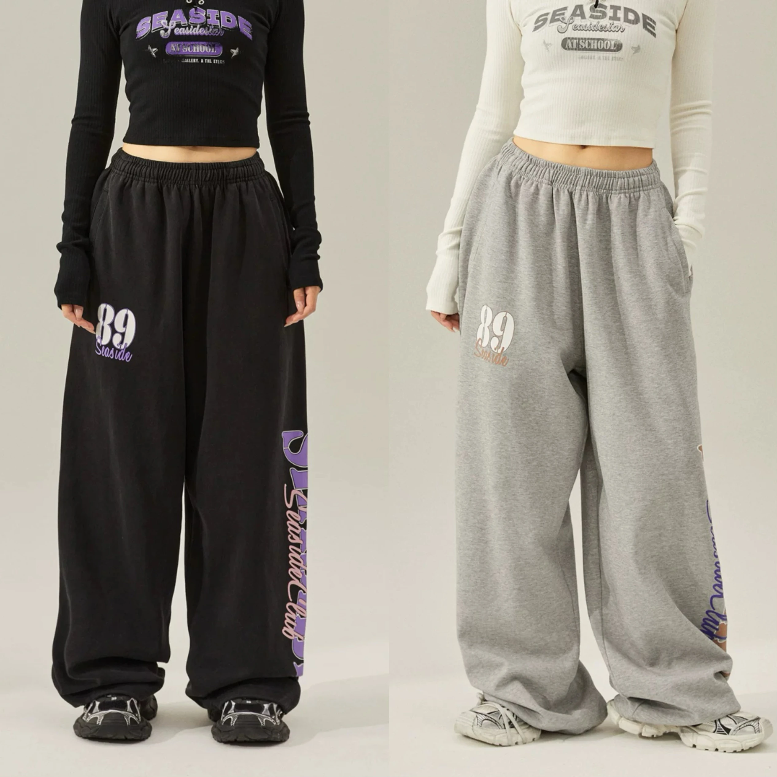 

American Casual Jazz Dancing Pants Women's Loose Sports Trousers Hip Hop Straight Leg Wide Leg Long Trousers Autumn Cotton