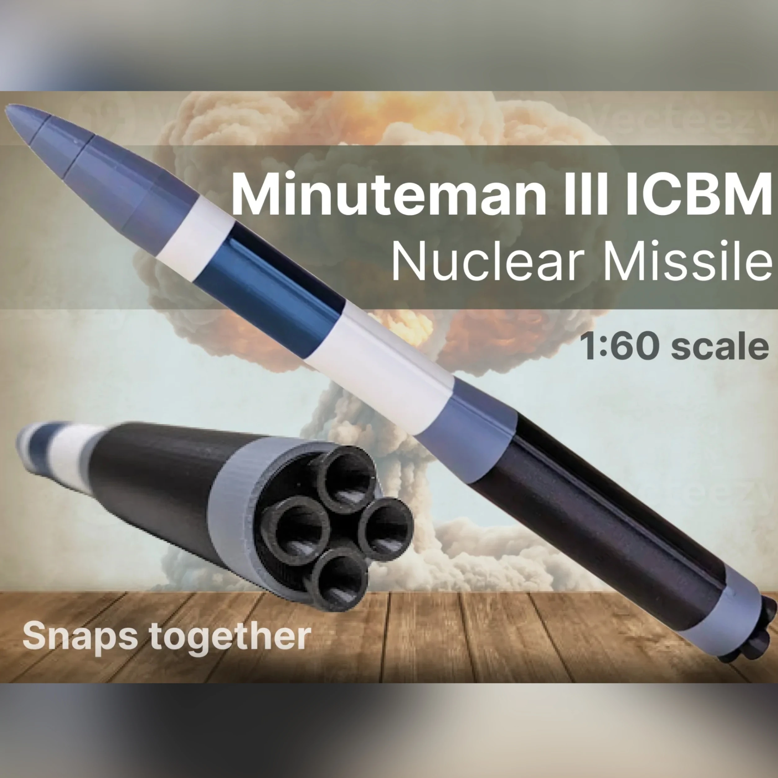 

Minuteman Iii Icbm Model 1:60 Land-Based Ballistic Missile Model 3d Printed Simulated Assembly Ornaments For Desktop Collection