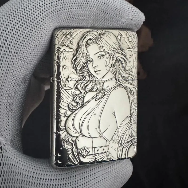 Genuine Zorro 902S Sexy Kerosenes Lighter 3D Embossed Beauty Girl White Brass Refined Windproof Petrol Lighter Men Gift