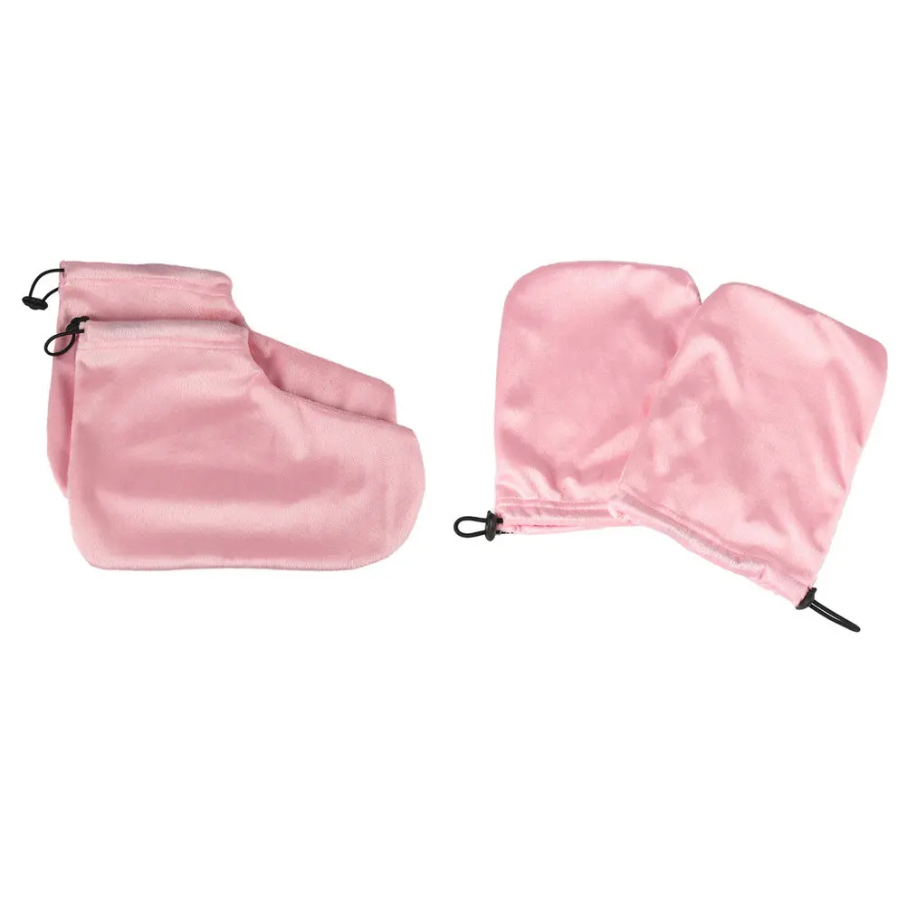 

Набор из 2 пар розовых перчаток и накладок для парафинотерапии, сохраняющих тепло воска, для увлажнения рук и ног, аксессуары для парафиновых ванн для спа-салонов