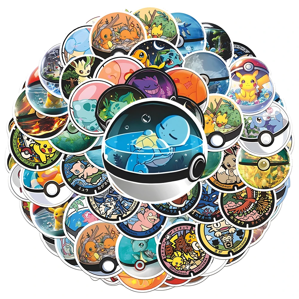 10/30/71pcs Pokemon Ball Stickers Cute Cartoon Decals Toy DIY Skateboard Phone Bike Car Kawaii Pikachu Sticker Gifts