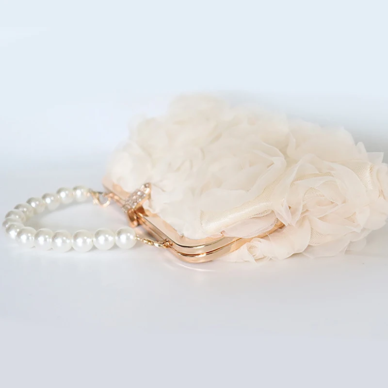 3D 花イブニングバッグ高級ファッション女性クラッチバッグ絶妙なダイヤモンドパールチェーンハンドバッグエレガントなディナー宴会ドレスバッグ