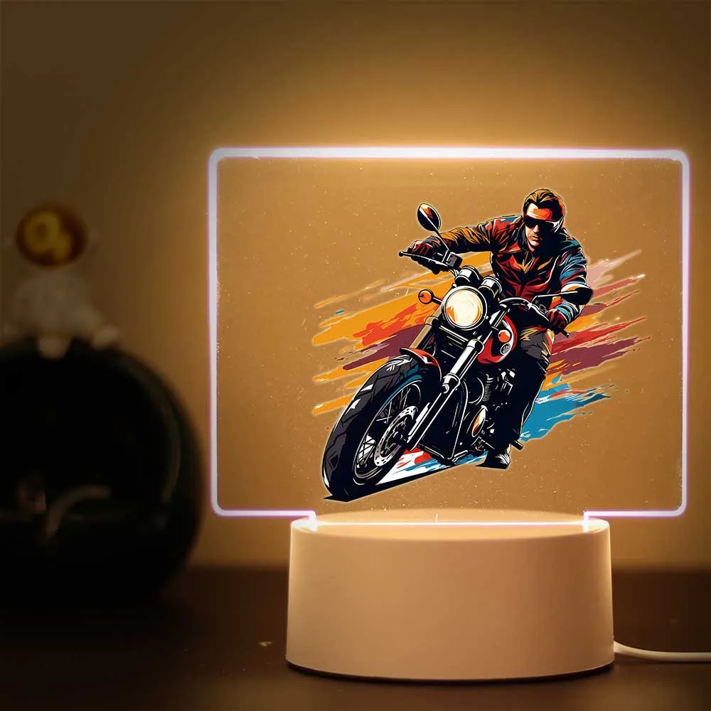 1 pc quente nova bonito motocicleta usb atmosfera candeeiro de mesa para o quarto luzes da noite avatar mange decoração do quarto presente do miúdo