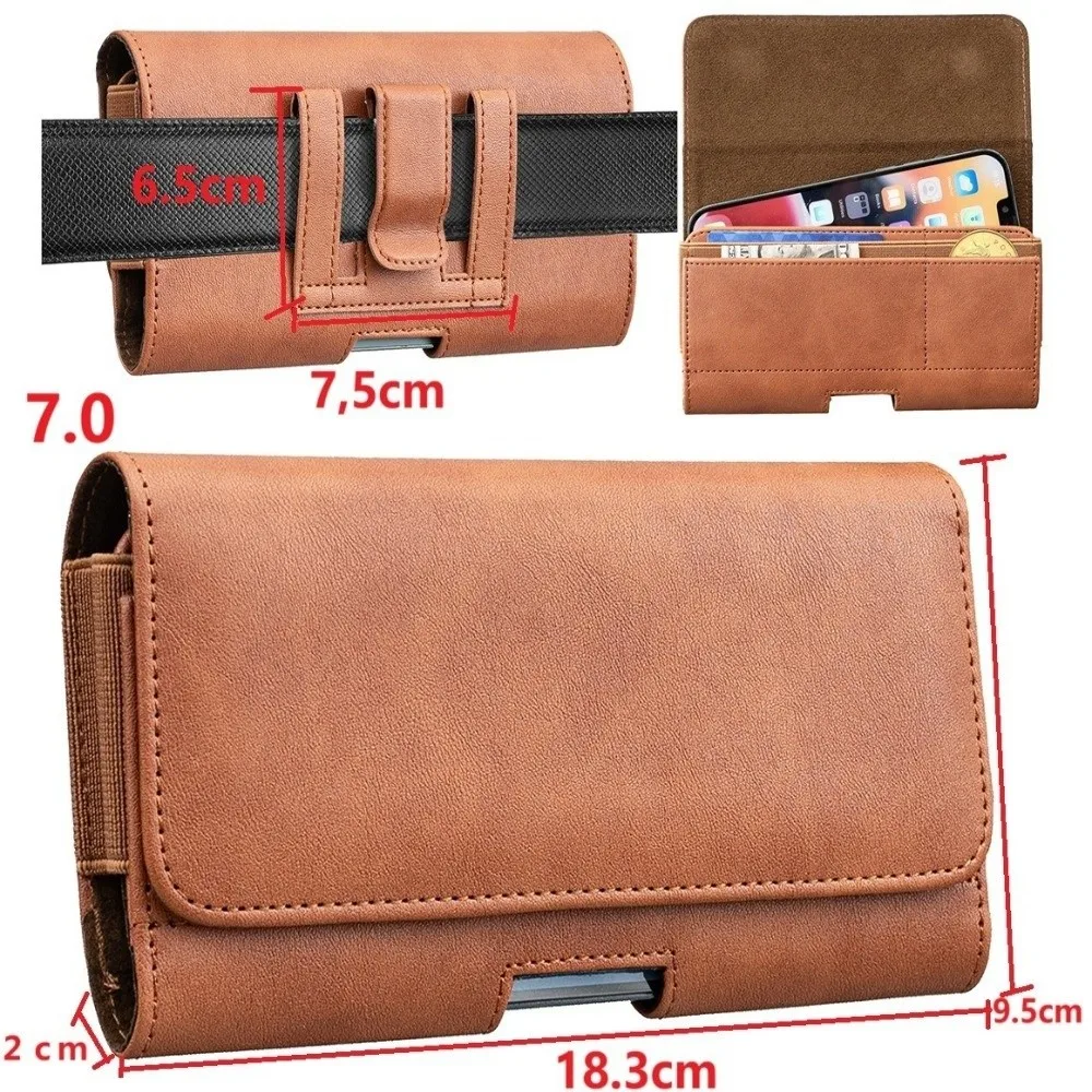 Portable Universal Card Phone Case Belt Clip Design PU Leather Phone Waist Bag Card Holder Slot Belt Waist Bag Outdoor Travel