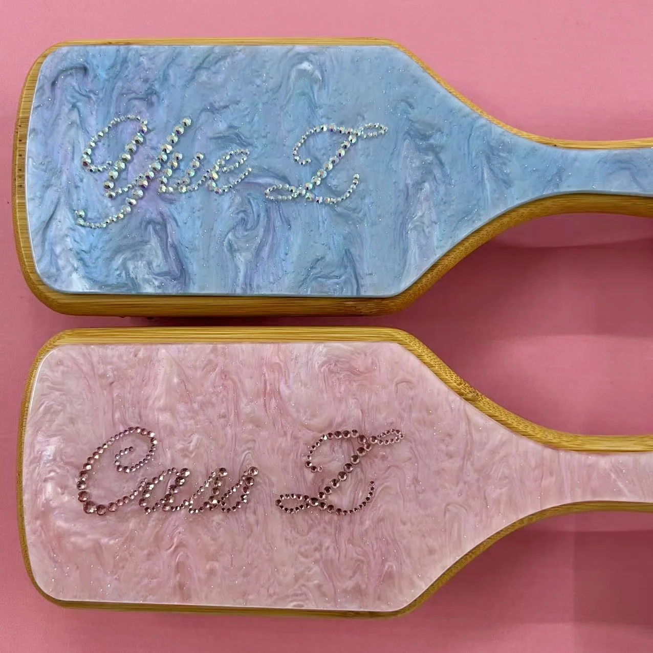 

Rhinestone Name Hair Brush Personalized Hair Brush Custom Big Size Name Hair Brush Pink Blue White Comb Long Hair Care
