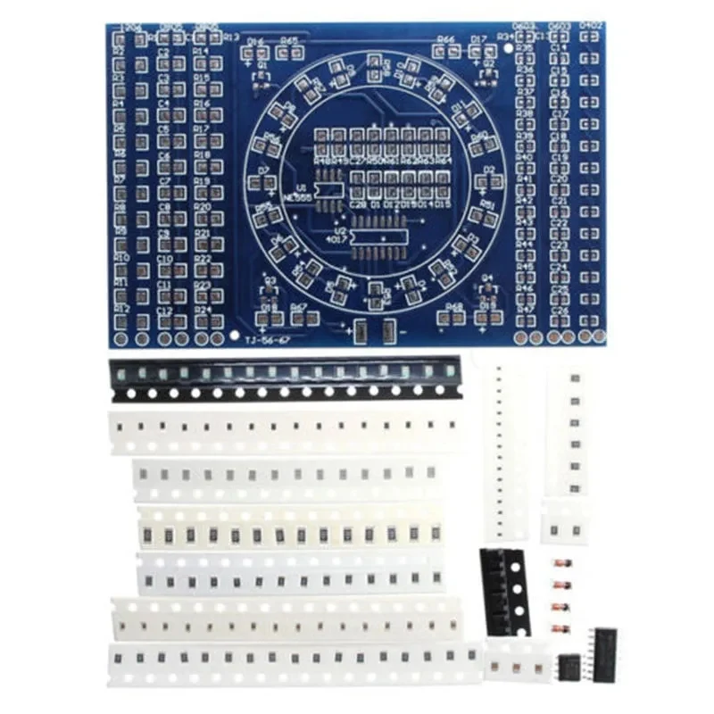 

CD4017 Вращающийся светодиод SMD NE555 Плата для практики пайки DIY Kit Fanny Skill Training Электронный костюм