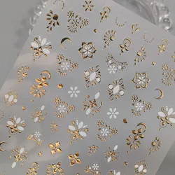Golden Totem Gold Flower Nail Art Stickers Nail Decals 3D Bronzing Nail Art Supplies Slider Luxury Design Hollow Totem Decal