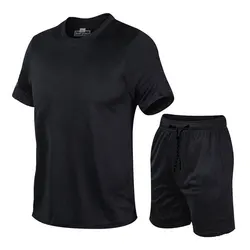 Summer 2023 new men's fitness running T-shirt shorts short-sleeved quick-dry two-piece suit men