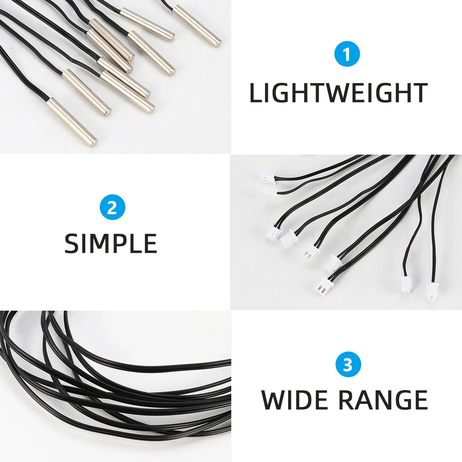 

10pcs Waterproof Temperature Sensor Thermistor Probe Industrial Wire Plastic High Accuracy For Grill Thermostat Temperature