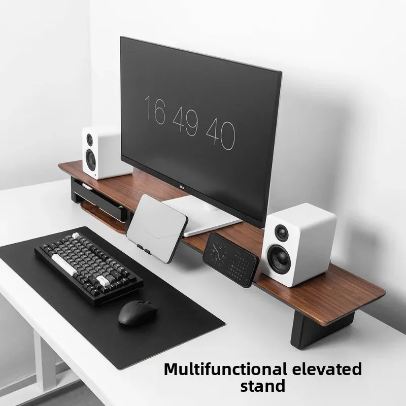 Walnut Monitor Stand Riser Solid Wood Desk Shelf for Computer Modular Desktop Display Riser Ergonomic Laptop Stand for Office