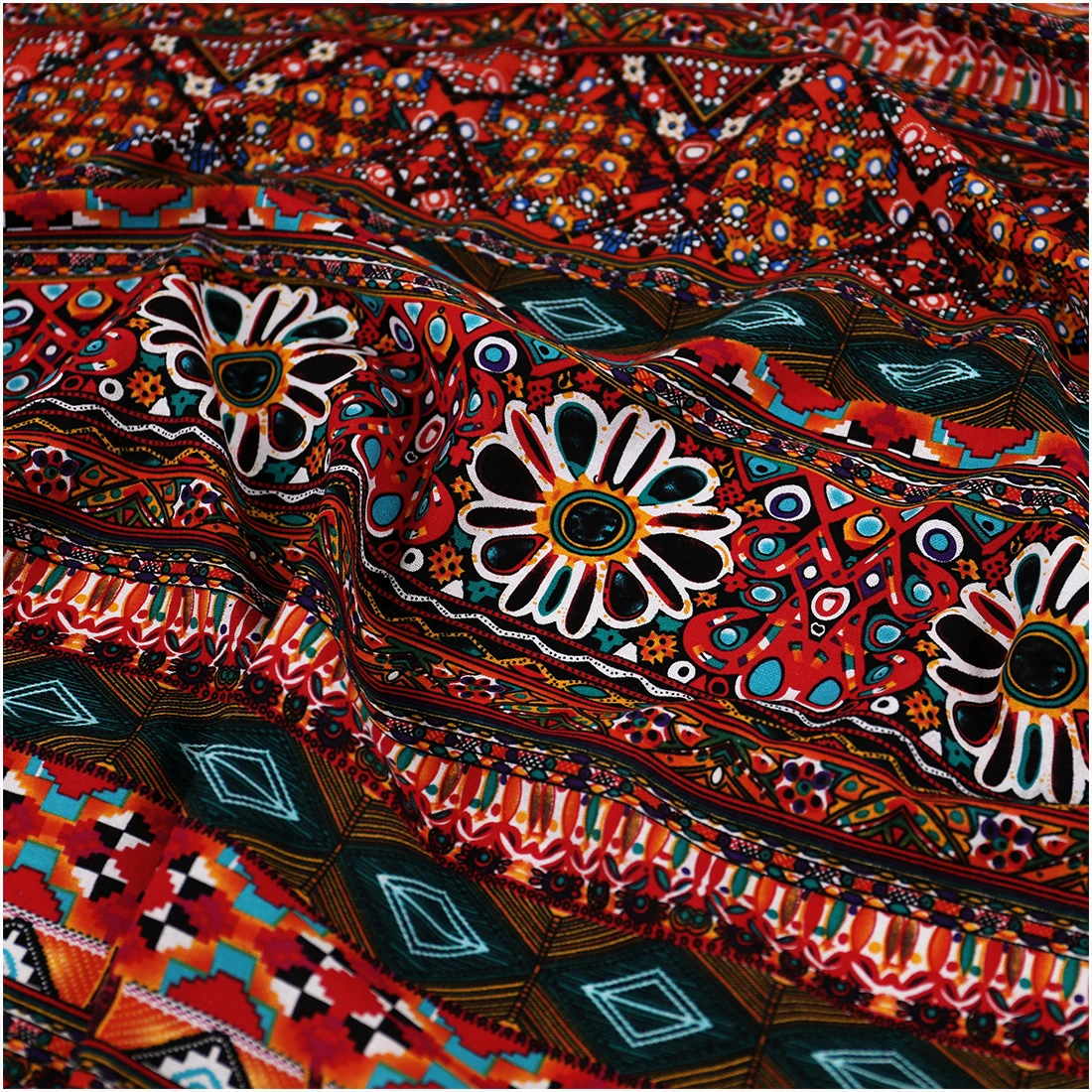 Ethnic Printed Pure Cotton Fabric For Making Clohtes Appareal Bohemian Decoration Cloth