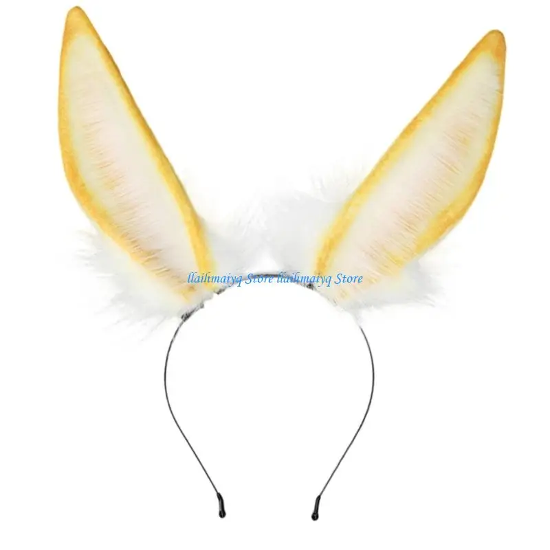 573B Soft Plush Rabbit Ears Hair Accessories Handcraft Headdress With Traditional Oriental Design Perfect For Festivals