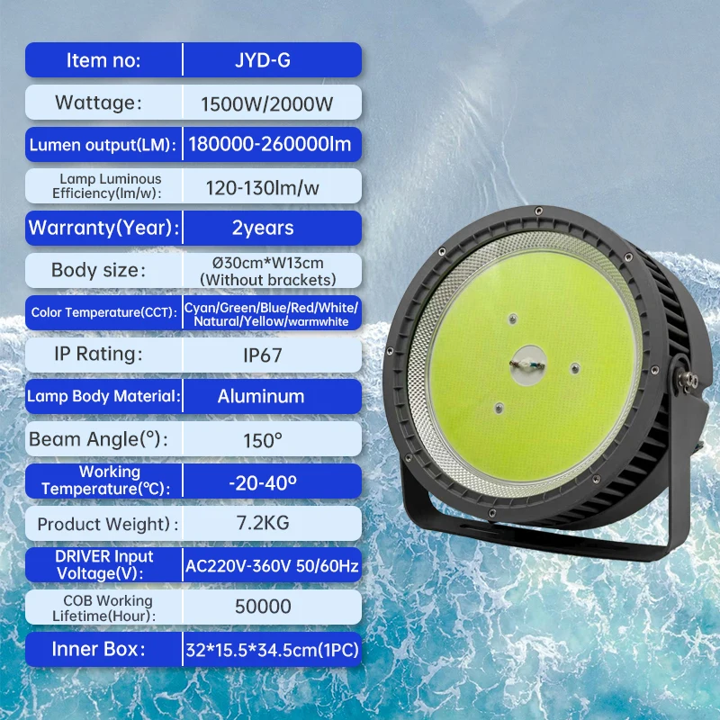 2000w Factory Direct High Cost-Effective LED Fishing Light Stable Light Source Long Lifespan Wholesale for Boat Parts