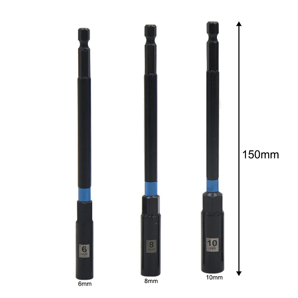 3pcs 6/8/10mm Hex Socket Nut Driver Set Socket Adapter Wrench Extension Sleeve For Woodworking Power Tool Parts