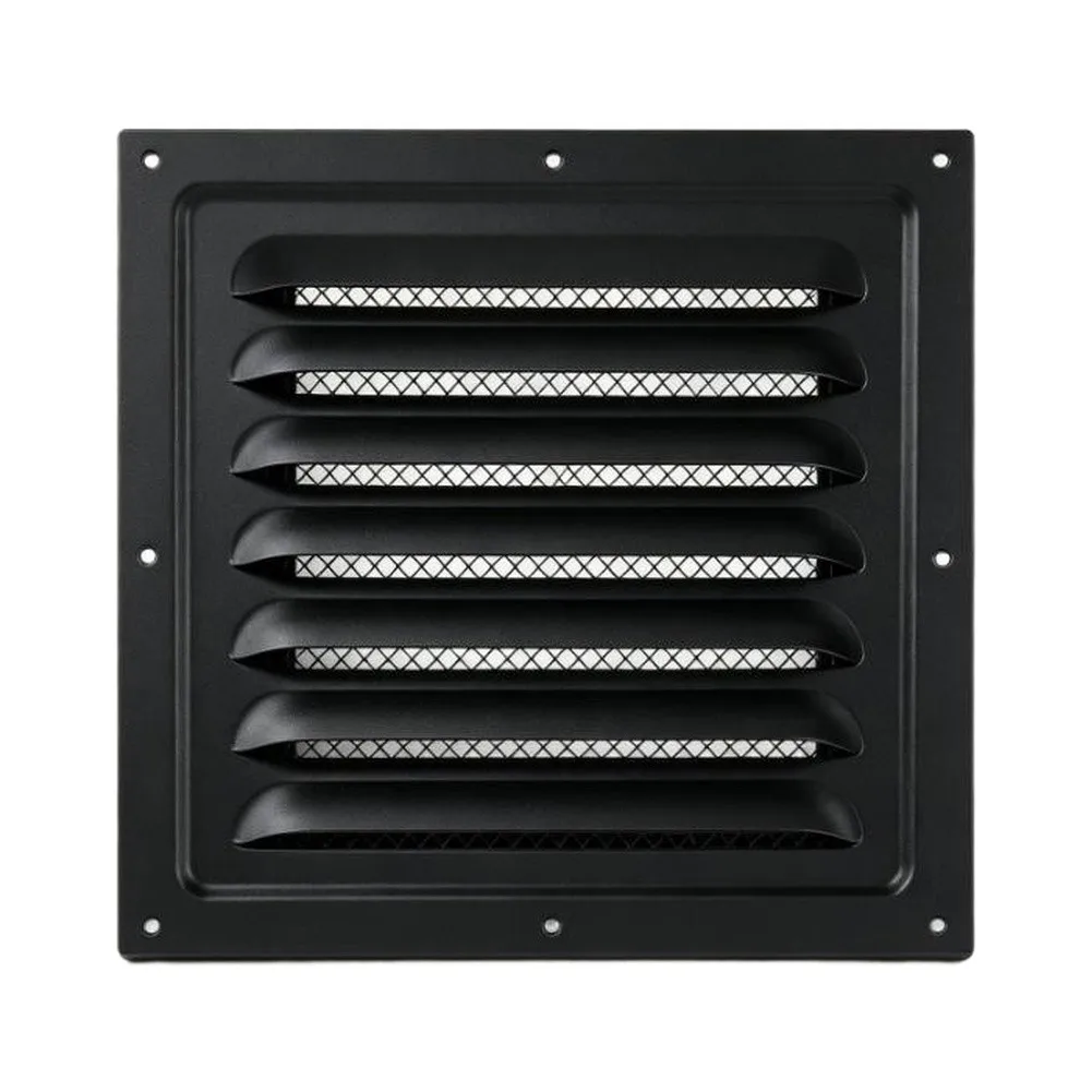 Metal Louver Vent for Exterior Application 25/30cm Black Rain Cover Grille Breathable Heat Dissipation Air Circulation