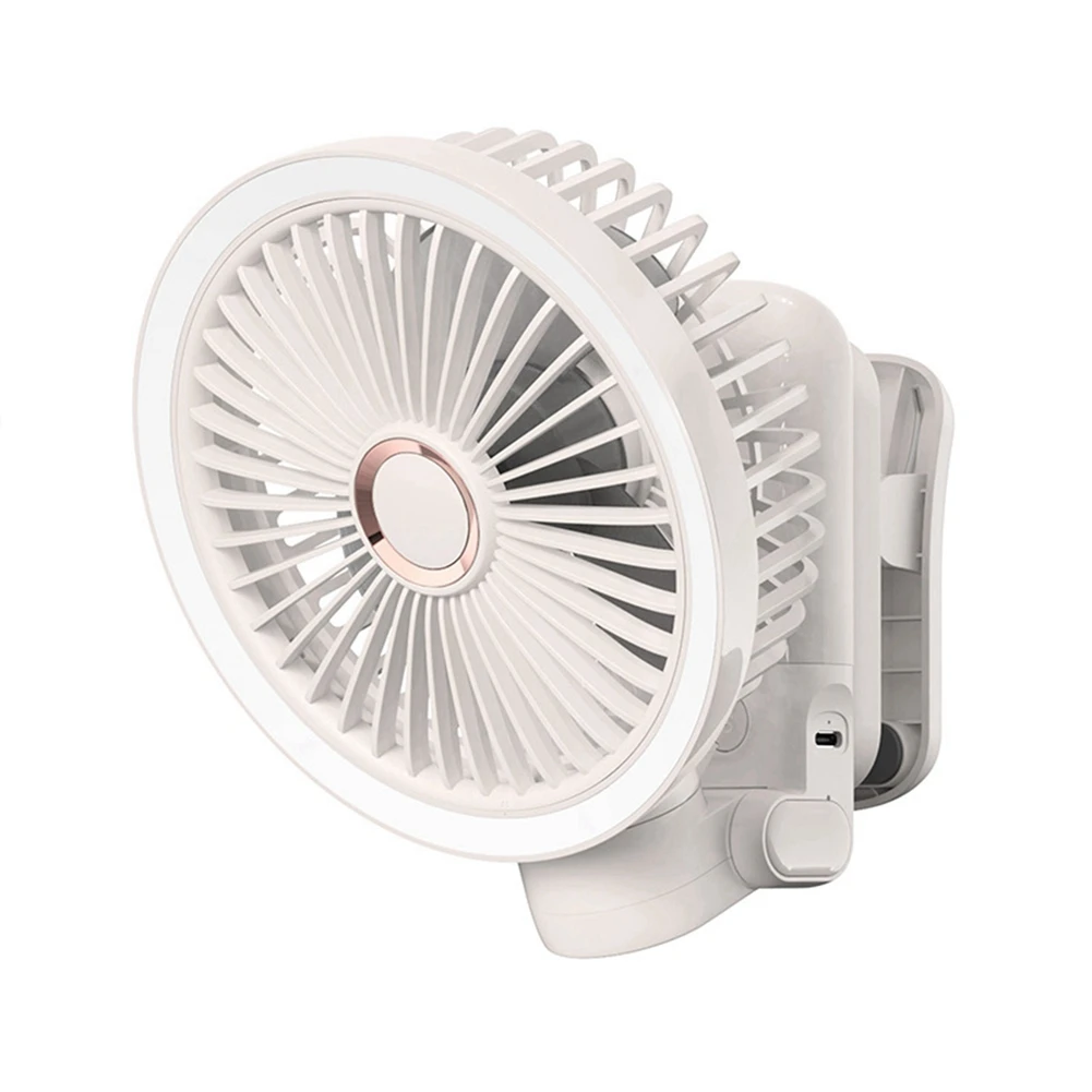 USB Rechargeable Table Fan Clip-on Type Portable Mini Desk Fan 360 Degree Rotation Adjustable Clip-on with Lights Fan