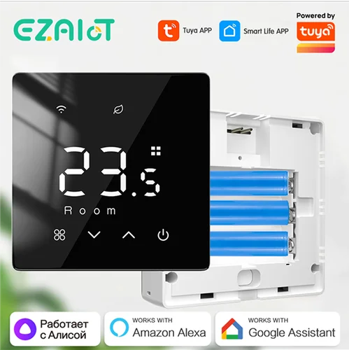 Imagen 1 del producto Termostato Inteligente WiFi Zigbee para Calefacción de Caldera de Gas, Funciona con Batería, Controlador de Temperatura Inalámbrico Tuya, Compatible con Voz Alexa y Google Home
