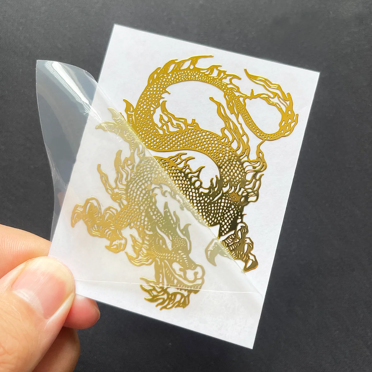 Creative dragon Phoenix metal transfer sticker Gold and silver tiger knife dragon pattern personality DIY decorative stickers