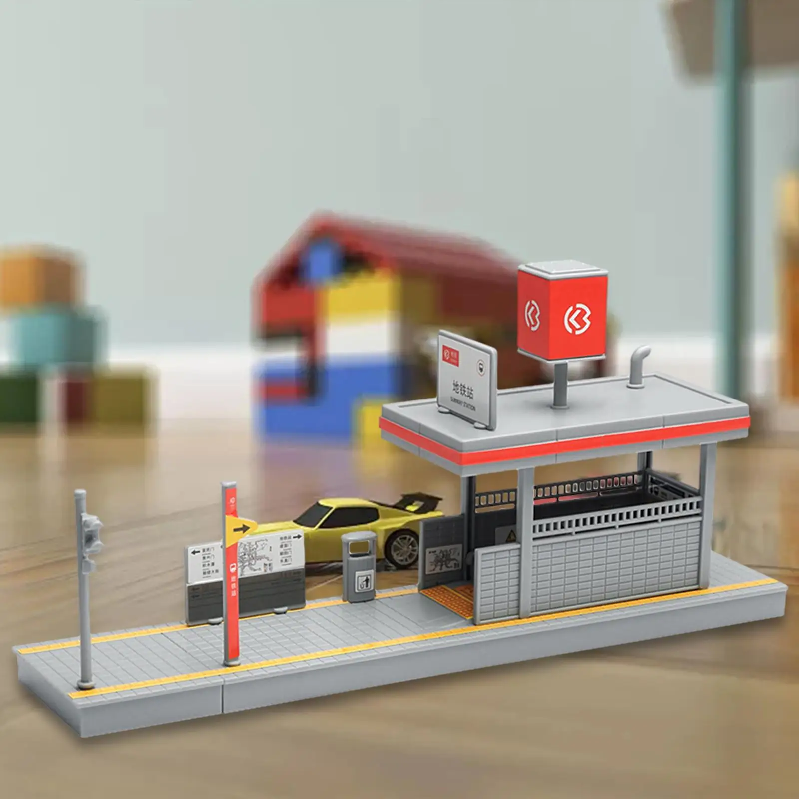 Kit de construcción de modelo de escena de arquitectura para Diorama, montaje de bricolaje, estación de 1:64 metros, desmontaje para Diorama, mesa
