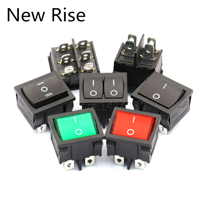 1PC KCD5 21x24mm 21*24mm Rocker Switches Kit 4 Pin 6Pin 2 Position 3 Position 6A/12A 250VAC ON-OFF ON-OFF-ON