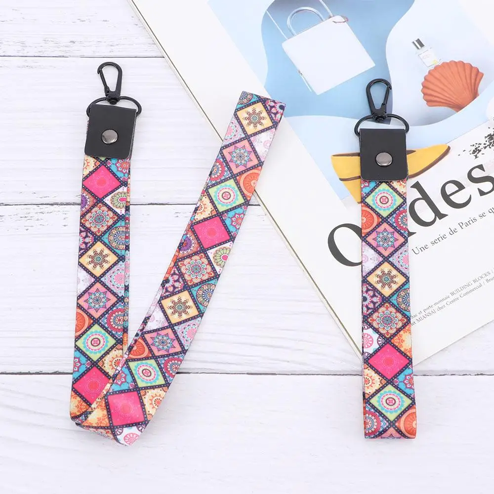 Durable Special Plaid Camouflage Phone Neck Straps Short Key Ring Holder Kids Name Tag Holder Camera Phone Hanging Strap