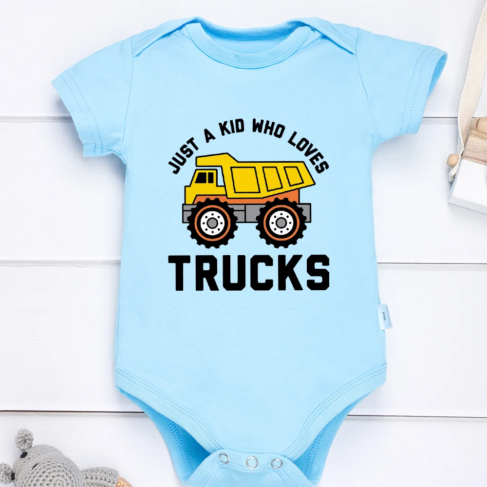 Cartoon Trucks Baby Clothes Boys Girls Jumpsuit Summer Round Neck Comfortable Aesthetics Cheap Newborn Bodysuit Exquisite Gift