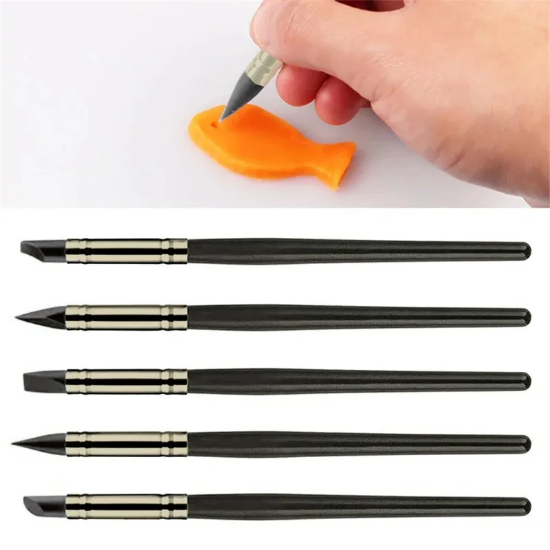 3mm Silicone Brush Pen Icing Cake Decorating Shaping Fondant Polymer Clay Sculpting Modelling Tool Styling 5pcs/set