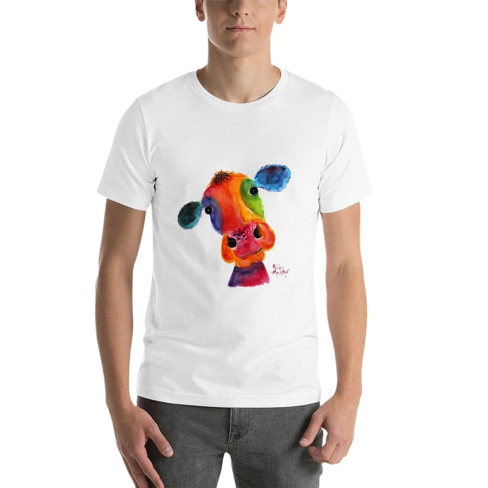 بقرة طباعة 'السيد الهبي' من شيرلي ماك آرتور تي شيرت تي شيرت للرجل القطن رجل تي شيرت القطن الثقيل تي شيرت