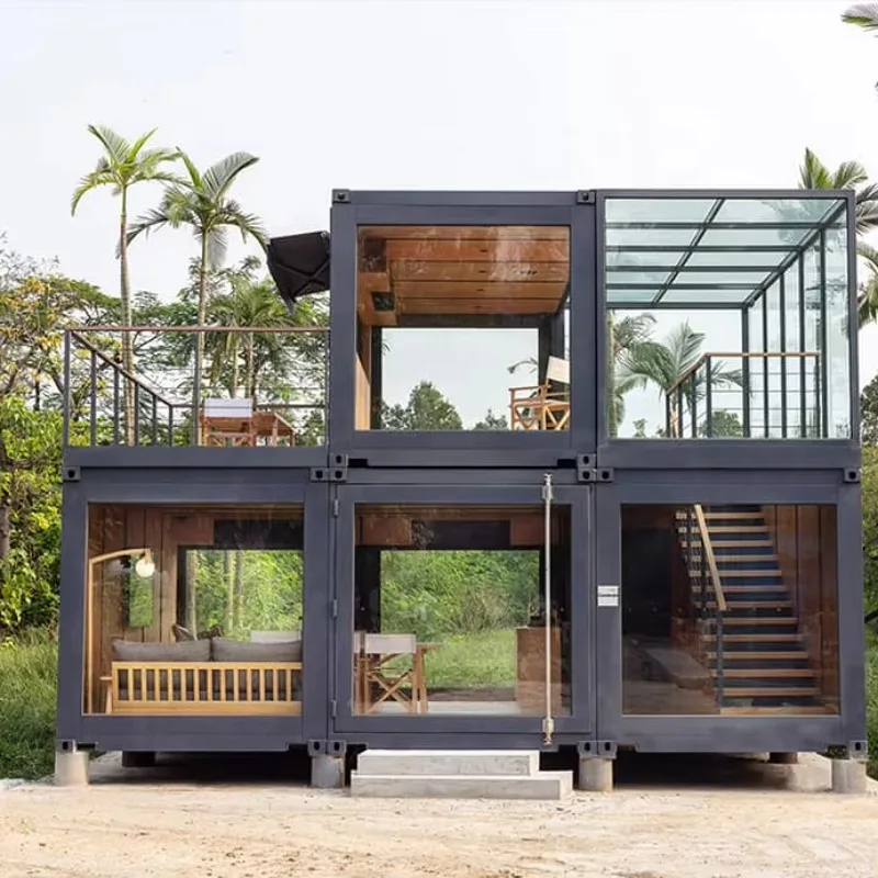 منزل حاوية حديث مصمم ثلاثي الأبعاد وحدات حديثة جاهزة الجاهزة حاوية شحن معدلة مصنوعة من لوحة ساندويتش