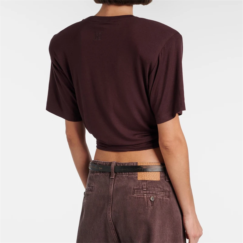 Summer New Modal Round Neck Button Knit Short Sleeve T-Shirt y2k High Quality Women's Fashion Casual Slim Waist Short Knit Top